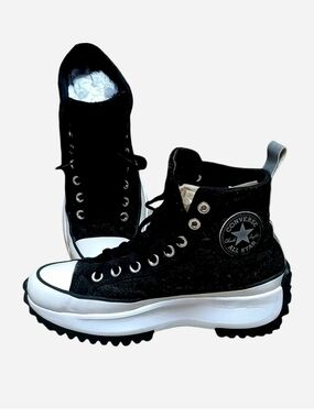 Converse Black Lace-Up Platform Hike Boots In Grey